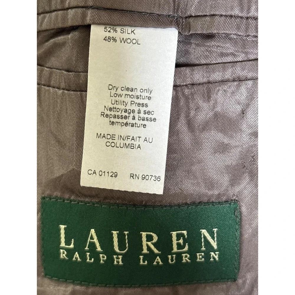Lauren Ralph Lauren Sz 46 Houndstooth Plaid‎ Blazer Lined Silk Blend Sport Coat